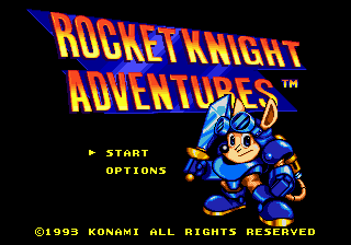 Rocket Knight Adventures (Europe) Title Screen